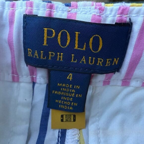 POLO RALPH LAUREN Fun Shirt Cotton Striped Shorts Girls Size 4 Multicolor - Picture 5 of 17